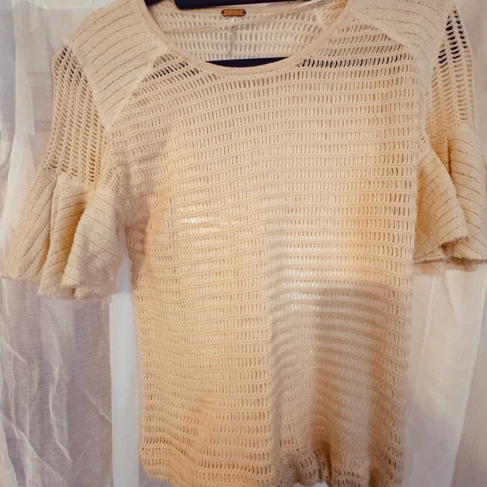 Free People Beige Crochet Top